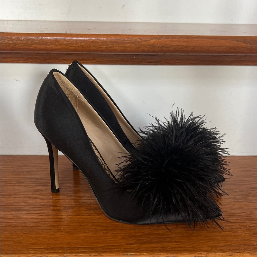 Sam Edelman Black Feathered Heels